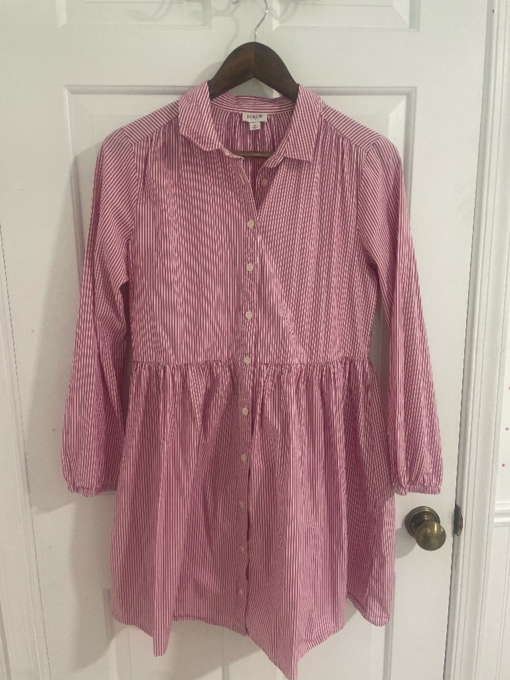 J. Crew Pink and White Pinstripe Dress
